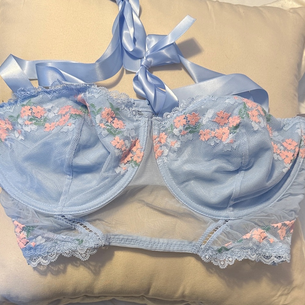 Floral Lace Blue Bralette
